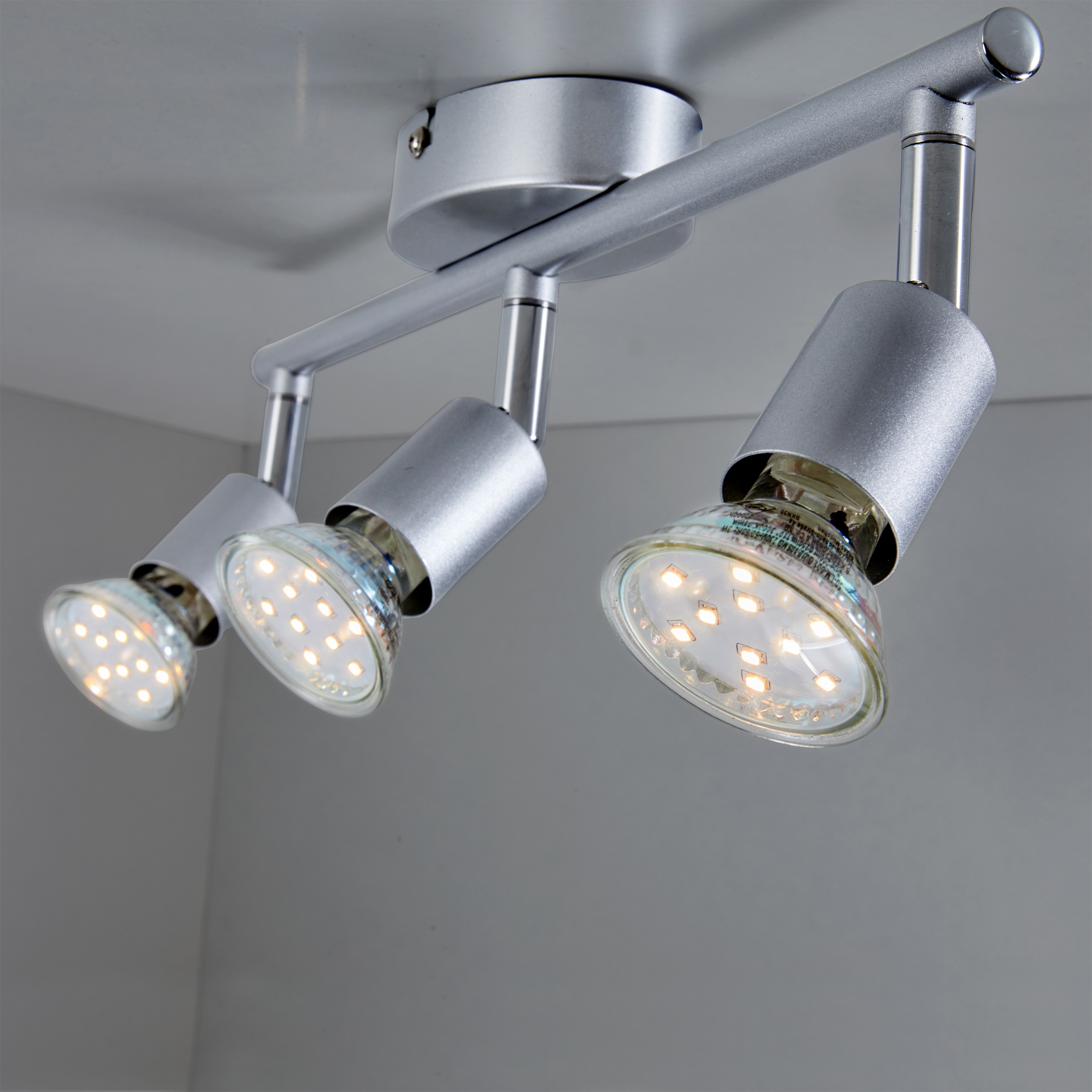B.K.LICHT LED Deckenspots, grau (titansilberfarben), 3, H: 10cm, Leuchten, LED Deckenleuchte, inkl. 3 x 3W GU10 250 Lumen 3.000K, Deckenstrahler