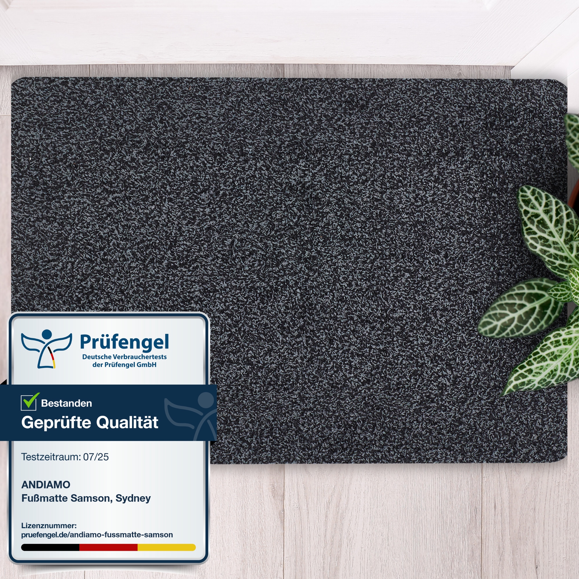 Fußmatte ANDIAMO "Samson, 2er Set 60/100 cm & 67/180 cm", grau (anthrazit), B:60cm H:6mm L:100cm, Baumwolle, Kunstfaser, Teppiche, Schmutzfangmatte, waschbar, mit rutschhemmender Unterseite Image