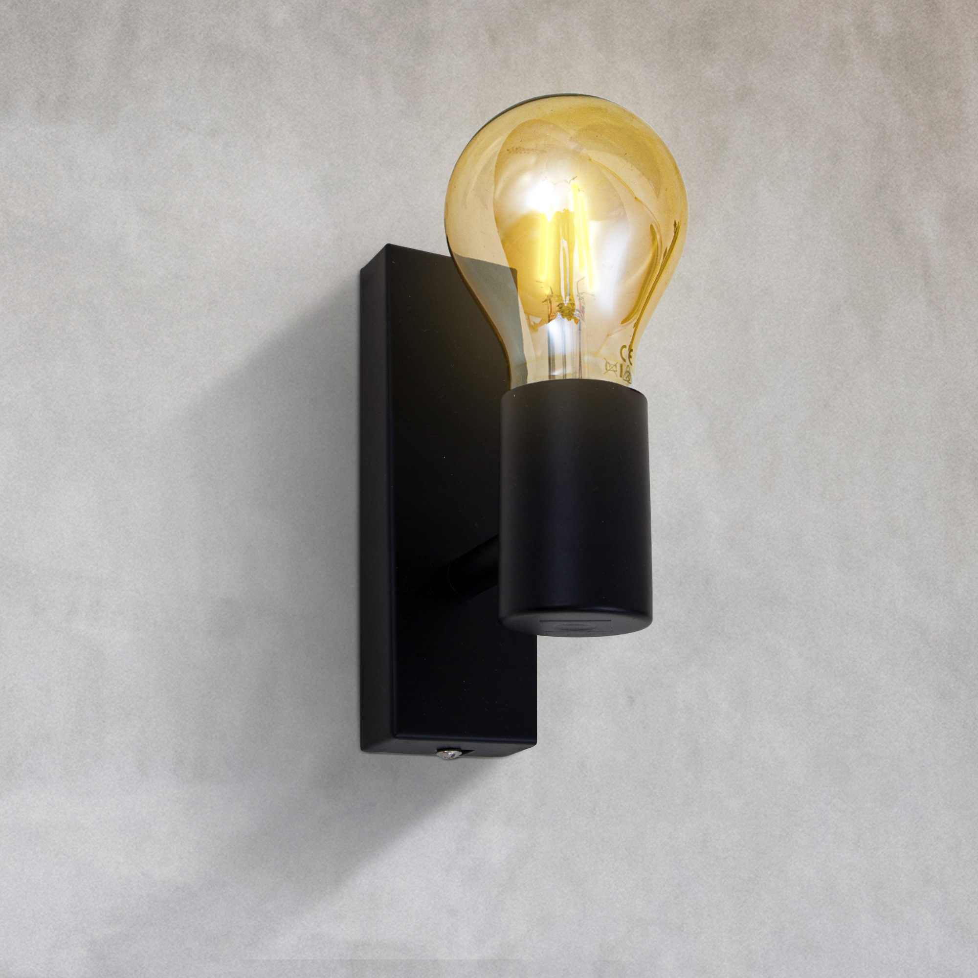B.K.LICHT LED Wandleuchte, schwarz, 1, H: 11cm, Leuchten, Retro Wandlampe Vintage Wandspot matt Industrie Wohnzimmer Flur E27 Image