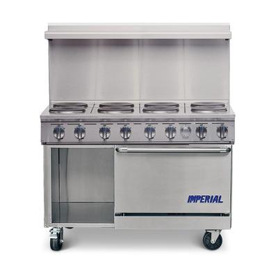 Imperial IR-8-E 48" Pro Series 8 Sealed Element Commercial Electric Range w/ 2 Space Saver Ovens, 208v/3ph, 2 Ovens, Stainless Steel