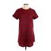 Love Kuza Casual Dress - Shift High Neck Short sleeves: Red Print Dresses - Women's Size Small