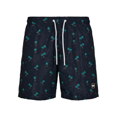 Badeshorts URBAN CLASSICS "Urban Classics Herren Pattern Swim Shorts", Herren, Gr. L, US-Größen, blau (island aop), 100% Polyester, Badehosen Image