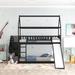 Espresso Twin over Twin Bunk Bed Wood House Bed with Stairway 2 Step Drawers, Open Frame Roof, Convertible Slide and Ladder