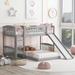 White Twin Over Twin Wood Bunk Bed Loft Bed with Slide and Ladder