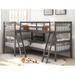 Twin over Twin L-Shaped Bunk Bed with 2 Ladders, Max for 4 Person Use