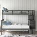 Rustic Stairway Twin-Over-Full Bunk Bed with Storage Stairs Shelves and Guard Rail for Bedroom, Espresso