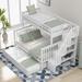 White Stairway Twin-Over-Full Bunk Bed with Twin Trundle and 3-Tier Shelves, 91.73''L*54.33''W*61.4''H, 225LBS