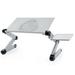 Adjustable Height Laptop Desk with Fan Laptop Stand RiserErgonomic Computer Tray Reading Holder Bed Tray Standing Desk Siver