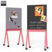 TOWON Double-sided Mobile Stand Whiteboard - 30 x38 Black Magnetic Glass Dry Erase Board + Grey Felt Pin Bulletin Board with Wheels 1 Eraser 4 Markers 2 Magnets 10 Pushpins 1 Cloth