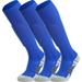 APTESOL Knee High Soccer Socks Team Sport Cushion Socks for Boys Girls Men Women [3-Pair Blue L]