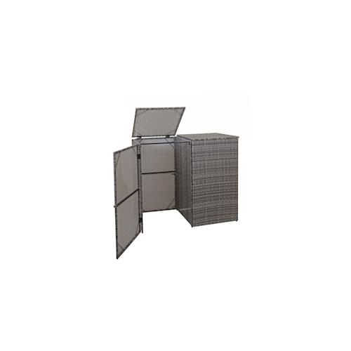 Mendler 2er-Mülltonnenverkleidung HWC-E25, Mülltonnenbox Mülltonnenabdeckung, Poly-Rattan 2x120l ~ grau