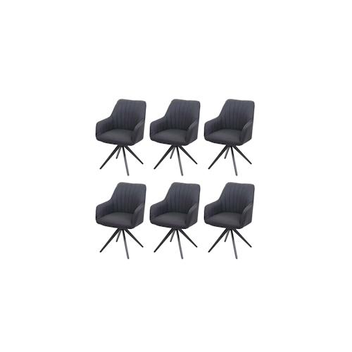 6er-Set Esszimmerstuhl HWC-H73, Küchenstuhl Stuhl Armlehnstuhl, Retro Stahl Stoff/Textil ~ dunkelgrau