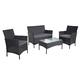 Mendler 2-1-1 Poly-Rattan Garten-Garnitur Halden, Sitzgruppe Lounge-Set Sofa ~ anthrazit, Kissen anthrazit