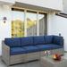 HAPPATIO 5-Piece Wicker Patio Conversation Set with Blue Cushions