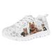 Pzuqiu Yorkshire Little Girls Tennis Shoes Size 12 Breathable Light Weight Kids Sneakers Dog Paw Lace Up Running Shoes Animal Print