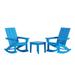 WestinTrends Ashore 3 Piece Patio Rocking Chair Set All Weather Poly Lumber Adirondack Rocker Bistro Set Porch Patio Chairs Set of 2 with Large Side Table Pacific Blue