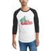 Ma Croix Mens Christmas Holiday Green Red Truck with Holiday Tree 3/4 Raglan Digitally Printed Classic Baseball Style Tee Shirts