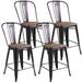 Goplus Copper Set of 4 Metal Wood Counter Stool Dining Kitchen Bar Chairs Rustic High Back