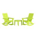 WestinTrends Ashore 3 Piece Patio Rocking Chair Set All Weather Poly Lumber Adirondack Rocker Bistro Set Porch Patio Chairs Set of 2 with Large Side Table Lime