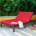 Costway 2-Person Patio Rattan Lounge chair Chaise Recliner Adjustable Cushioned Red