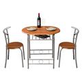 Gplesas Table Set Industrial Style Dinette Suits 3 Pieces Rectangular Breakfast Tables 2 Chairs Farmhouse Modern Metal Legs Space Saving With Wood Top Brown