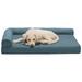 FurHaven Pet Products Paw-Quilted Memory Top Deluxe L-Chaise Pet Bed for Dogs & Cats - Medium Bluestone