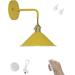 FSLiving USB Charging Dimmable Cordless Remote Control Battery LED Wall Lamp Fixture Low-Voltage 5V LED Modern Design Macaroon Yellow Wall Sconce for Laundry Dorm Bedroom - 1 Pack