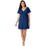 Plus Size Women's Short-Sleeve Lace Top Gown by Amoureuse in Evening Blue (Size 3X)