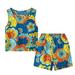 JDEFEG Baby Girl Toddlers Kids Girls Boys Fashional Floral 3D Prints Sleeveless Vest Top Short Pants 2Pcs Girls Outfits Set Burp Clothes Girl Cotton Blends Blue 140