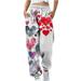 Dadaria Wide Leg Sweatpants Women Petite Printing with Pocket Elastic Waist Trousers Long Straight Pants Sweatpants White XL Female