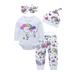 JDEFEG Girls Sweatsuits Set Baby Set Romper+Pants+Hat+Headband Outfits Boys 4Pcs Clothes Cartoon Girls Girls Outfits&Set Kid Crop Top Set Polyester White 100(18-24M)