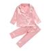 JDEFEG Footed Pajamas Baby Toddler Kids Child Baby Girls Long Sleeve Solid Patchwork Tops Blouse PjÃ¢Â€Â™S Pants Trousers Sleepwear Pajamas Outfits Set 2Pcs Winter Pajamas Baby Girl Pink 100