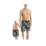 Father and Son Matching Summer Swim Trunks Leaves Print Beachwear Parent-Child Swimwear Bathing Suit Pants
