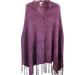 Lularoe Sweaters | Lularoe Women's Mimi Button Front Fringed Sweater Shawl In Purple/Pink One Size | Color: Pink | Size: One Size