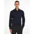 Businesshemd CALVIN KLEIN "POPLIN STRETCH SLIM SHIRT" Gr. 39, N-Gr, blau (night sky) Herren Hemden Langarm