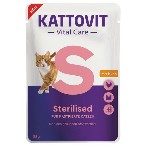 24x85g Kattovit Vital Care Sterilised Pouches mit Huhn Katzenfutter nass