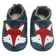 Bemesu Baby Krabbelschuhe Lauflernschuhe Lederpuschen Kinder Hausschuhe aus weichem Leder für Mädchen und Jungen Blau Fuchs (M, EU 20-21)