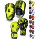 VADER Boxing Gloves and Pads Set for Adults/Youth MMA Muay Thai Kickboxing Punching Sparring Mitts Hook and Jab Target Focus Pads with Boxing Gloves (Yellow/Black, 16 OZ)