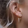 ANENJERY-Boucles d'oreilles créoles en argent pour hommes et femmes européens petites boucles