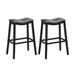 Costway 29 Inch Set of 2 Backless Wood Nailhead Barstools with PVC Leather Seat-Black
