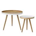 2 tables d'appoint en bois bambou