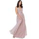 Maya Deluxe Damen Maya Deluxe Maxi Evening Dress Women's Elegant for Wedding With V-neck Tulle Dress Women's With Bow Brautjungfernkleid, Frosted Pink, 34 EU