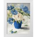 Loreth Lanie 19x24 White Modern Wood Framed Museum Art Print Titled - Shades Of Blue Floral