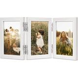 Afuly 3 Picture Frame 4x6 White Picture Frames Collage Wall Decor Picture Frames 3 Opening Picture Frame Trifold Tabletop Desk Display Gift