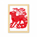 Chinese Paper Cutting New Year Dog Decorative Wooden Painting Home Decoration Picture Frame A4