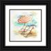 Pinto Patricia 20x20 Black Ornate Wood Framed with Double Matting Museum Art Print Titled - Umbrella On The Beach I