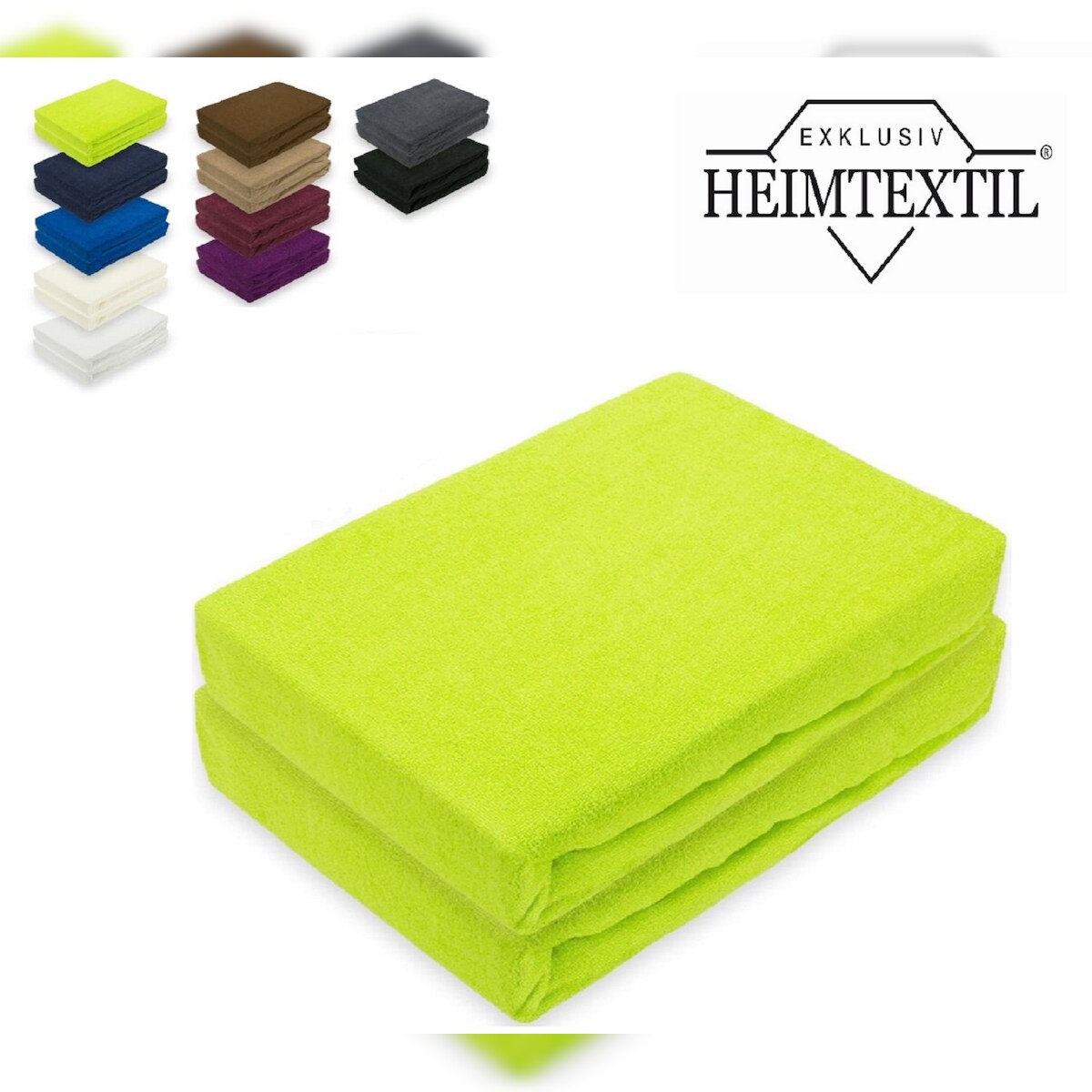 EXKLUSIV HEIMTEXTIL Doppelpack Frottee Spannbettlaken Premium Apfelgrün/Limette 180 - 200 x 200 cm Image