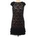 Jessica Simpson Dresses | Jessica Simpson Black Lace Tier Pleat Ruffle Hem Mini Dress Women’s 6 | Color: Black/Cream | Size: 6