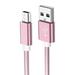 Deyuer 3Pcs Data Cable High-speed Transfer Shielding Stable Output Anti-winding Widely Compatible Charging Braided Wire Mini USB Data Transfers Charger Cable for MP3 MP4 Player Rose Gold
