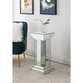 ACME Nysa Pedestal, Mirrored & Faux Crystals Inlay - Acme 97941